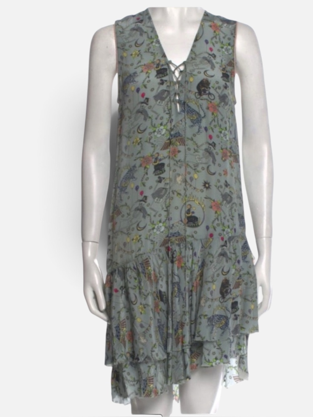 Zadig & Voltaire Sleeveless Floral & Animal Print Midi Dress - Light Sage
